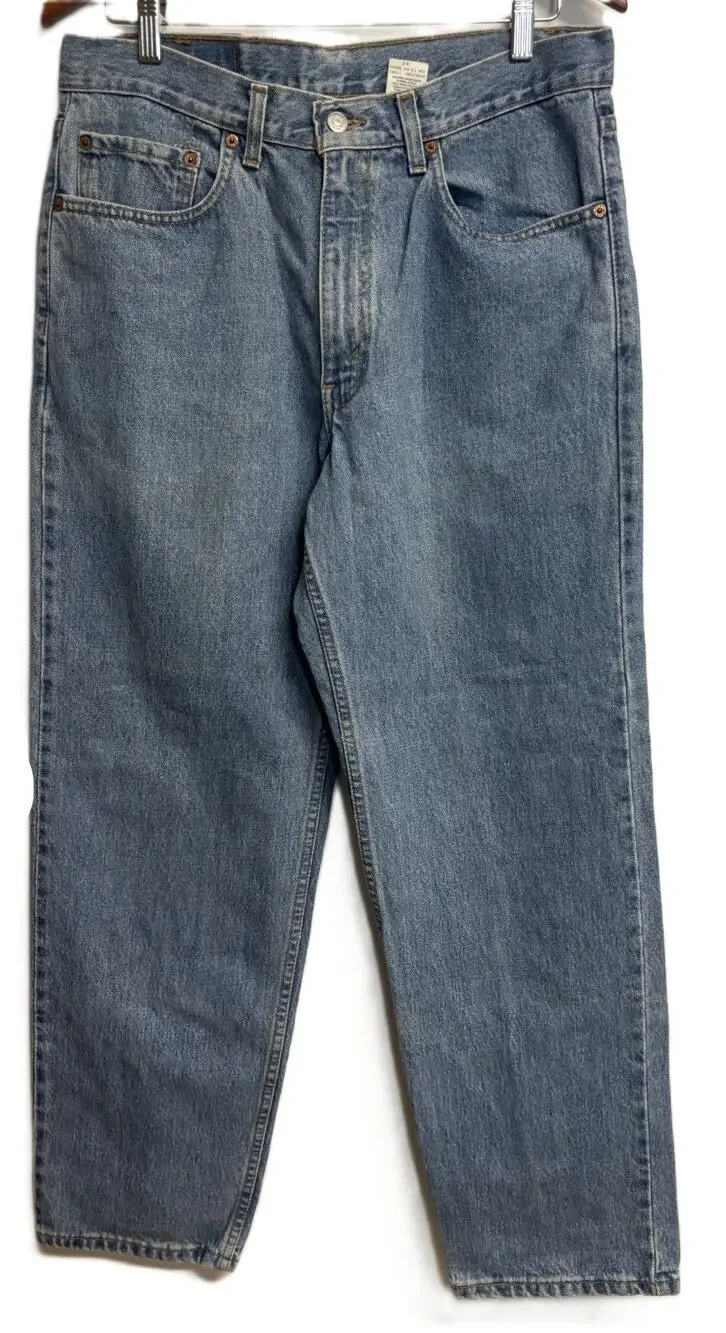 Vintage 90s Levi's 550 Jeans Mens Blue Denim Relaxed Fit Classic Zip Fly 34X30